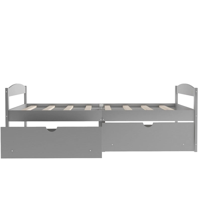 Lit plateforme double avec tiroirs de rangement