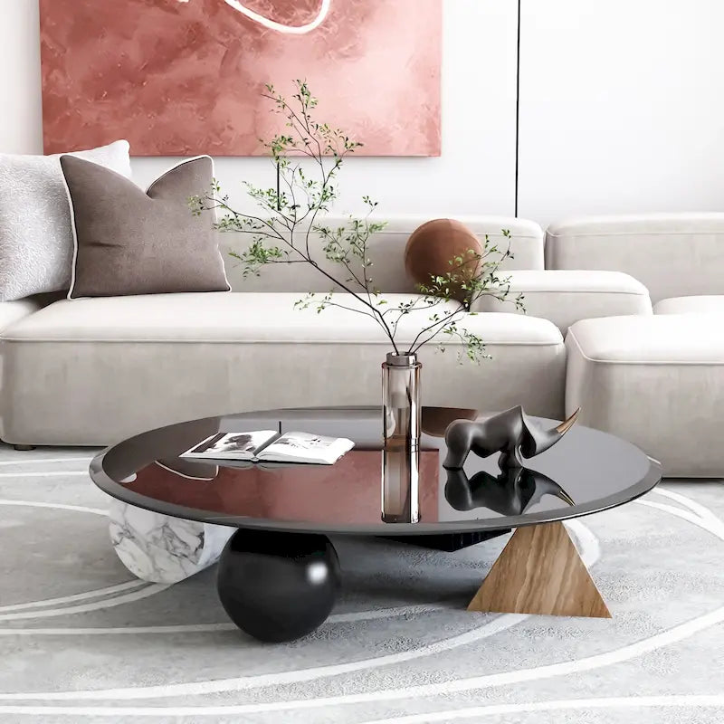 Dessus de table rond en verre trempé avec bord biseauté