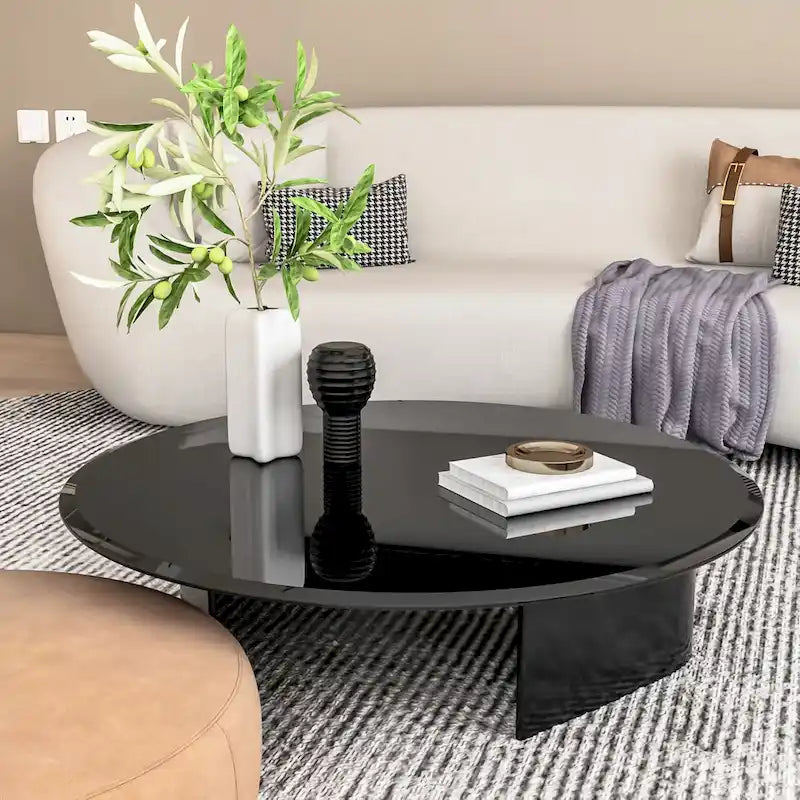 Dessus de table rond en verre trempé avec bord biseauté