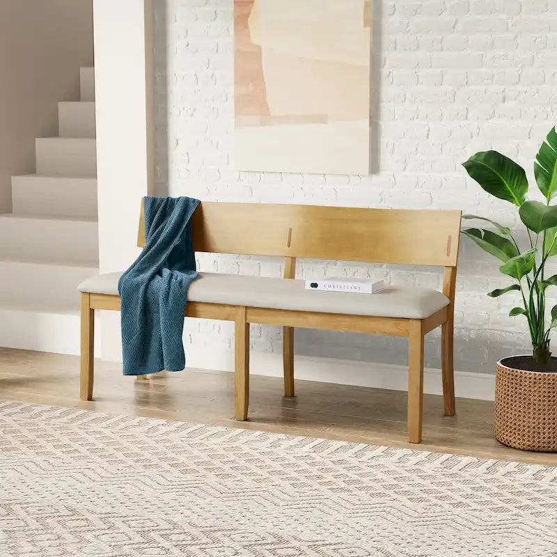 Banc de salle à manger en bois avec coussin d'assise