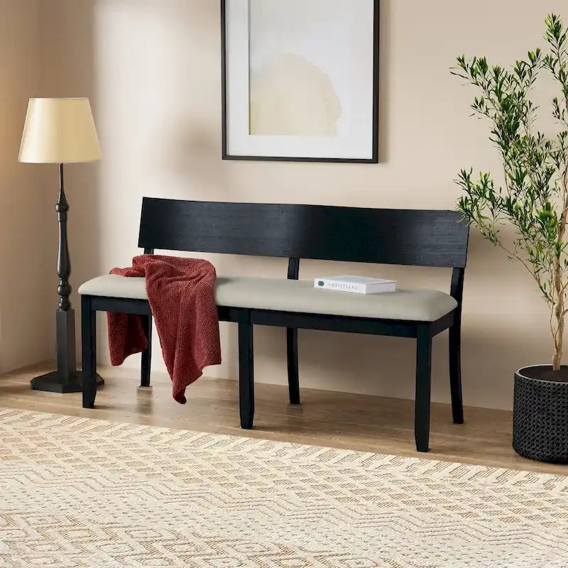 Banc de salle à manger en bois avec coussin d'assise