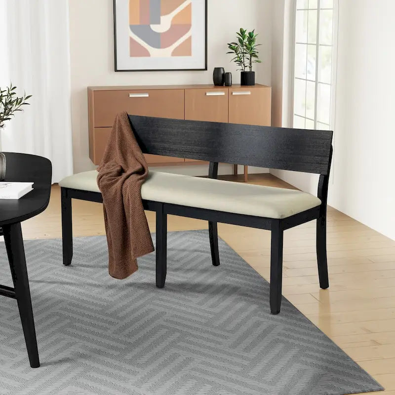 Banc de salle à manger en bois avec coussin d'assise