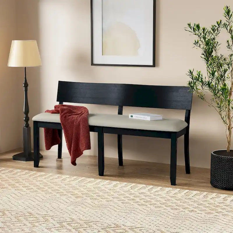 Banc de salle à manger en bois avec coussin d'assise