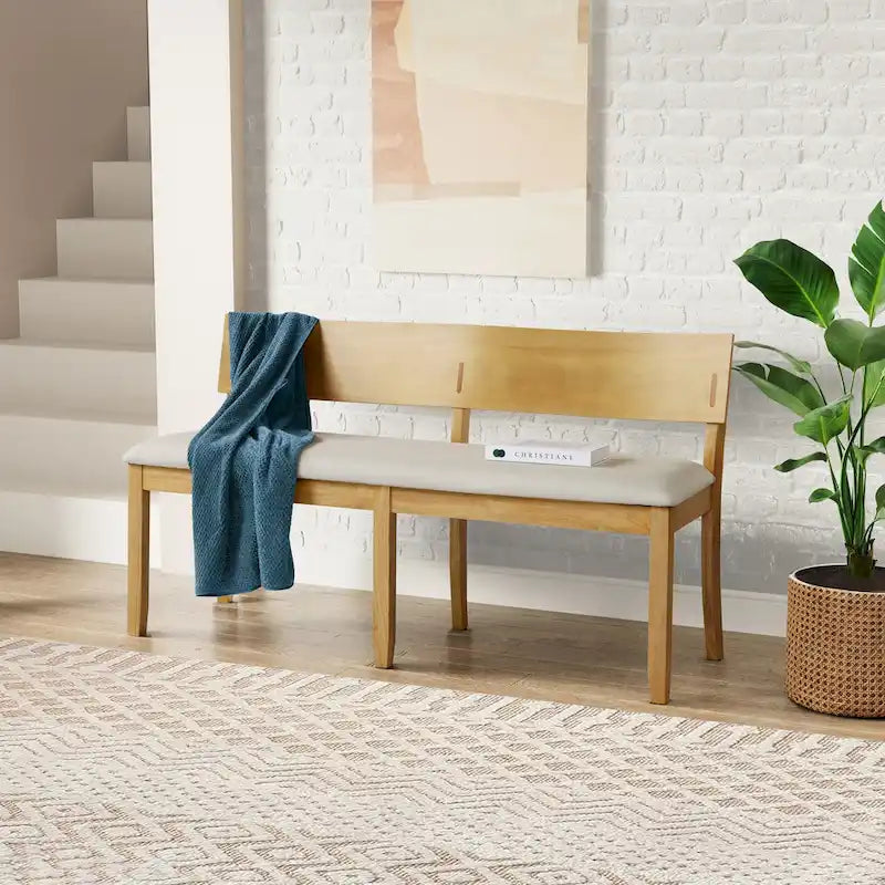 Banc de salle à manger en bois avec coussin d'assise