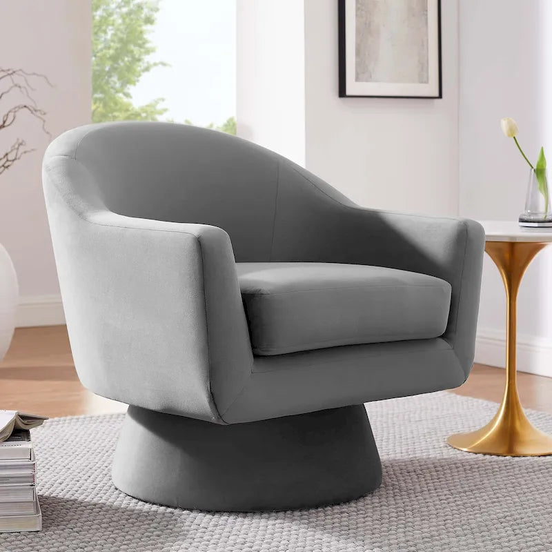 Fauteuil pivotant d'appoint en velours haute performance