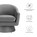 Fauteuil pivotant d'appoint en velours haute performance