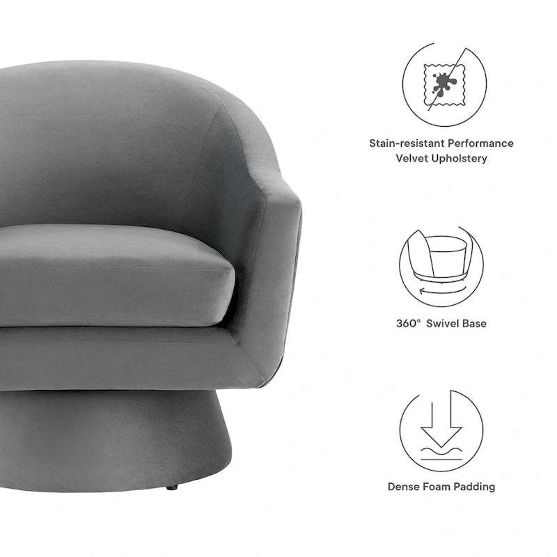 Fauteuil pivotant d'appoint en velours haute performance