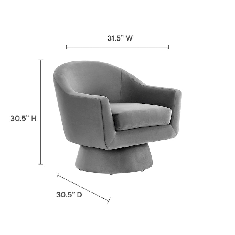 Fauteuil pivotant d'appoint en velours haute performance