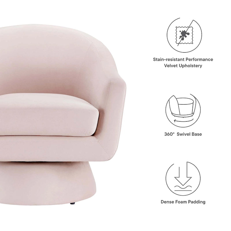 Fauteuil pivotant d'appoint en velours haute performance