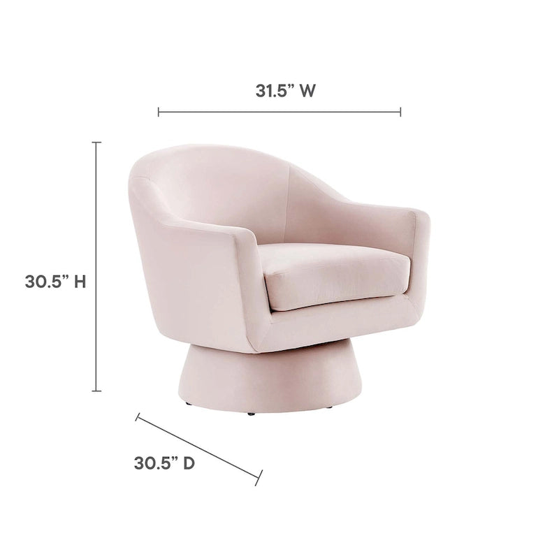 Fauteuil pivotant d'appoint en velours haute performance