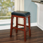 Linon Elle Black Faux Leather Backless 31.01-inch Bar Stool