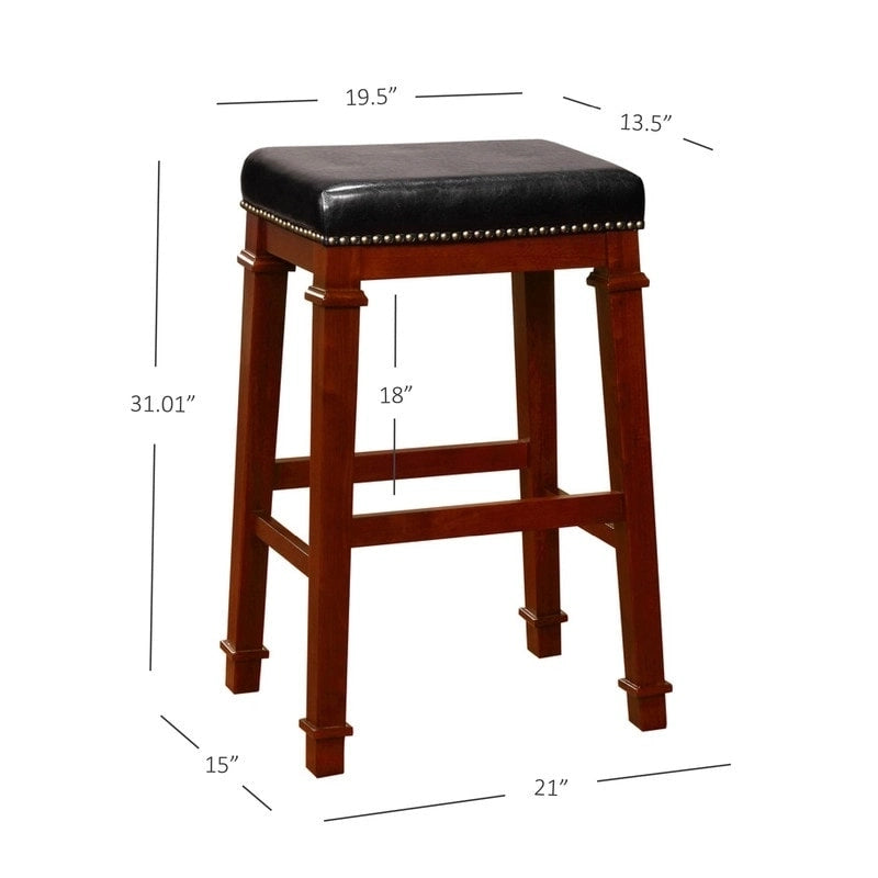 Tabouret de bar sans dossier avec assise en similicuir