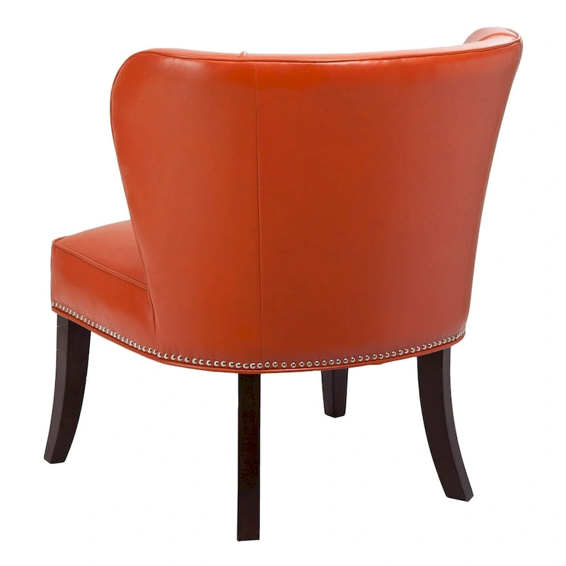 Fauteuil d'appoint sans accoudoirs avec revêtement en similicuir – Orange