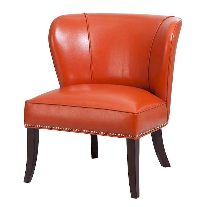 Fauteuil d'appoint sans accoudoirs avec revêtement en similicuir – Orange