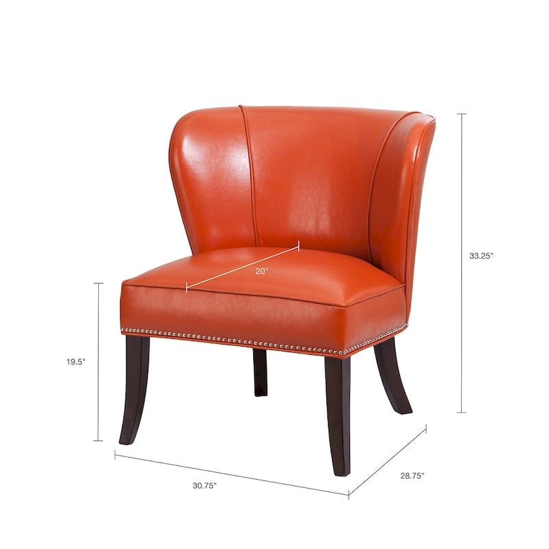 Fauteuil d'appoint sans accoudoirs avec revêtement en similicuir – Orange