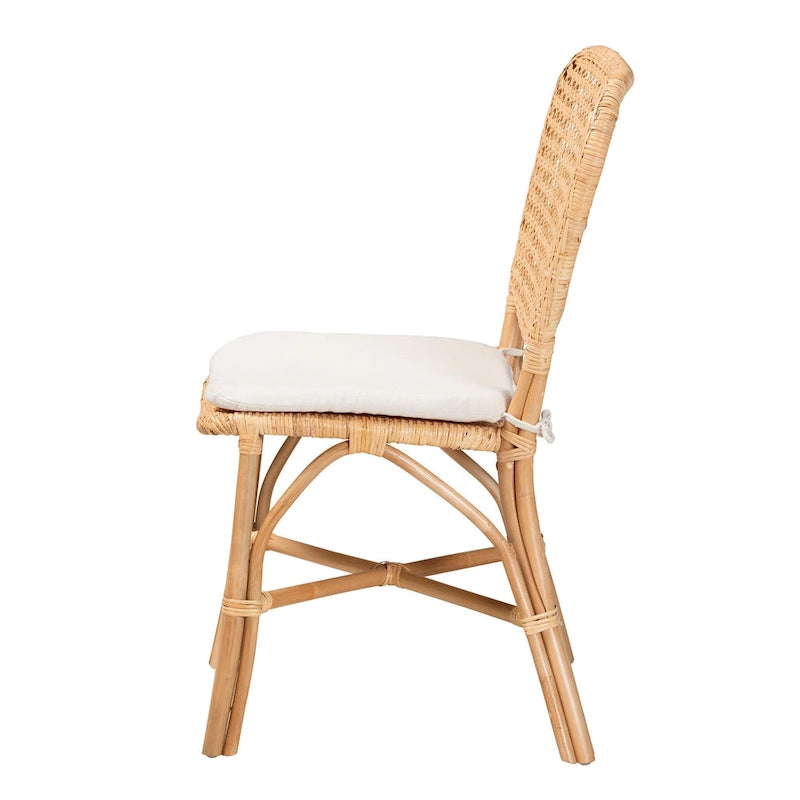 Chaise de salle à manger Bohème en rotin naturel marron