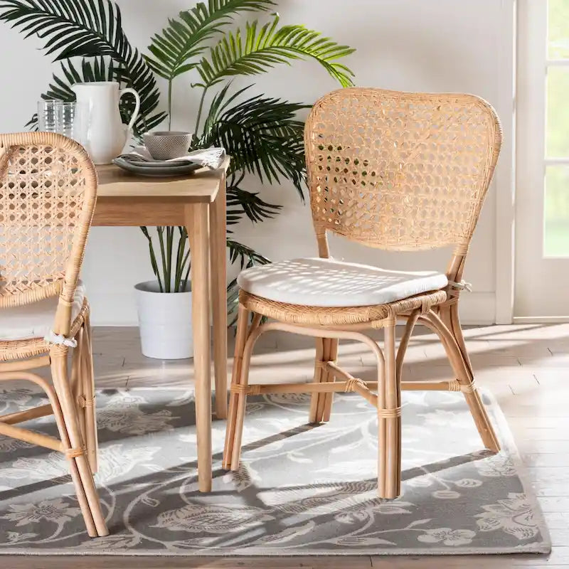 Chaise de salle à manger Bohème en rotin naturel marron