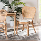 Chaise de salle à manger Bohème en rotin naturel marron