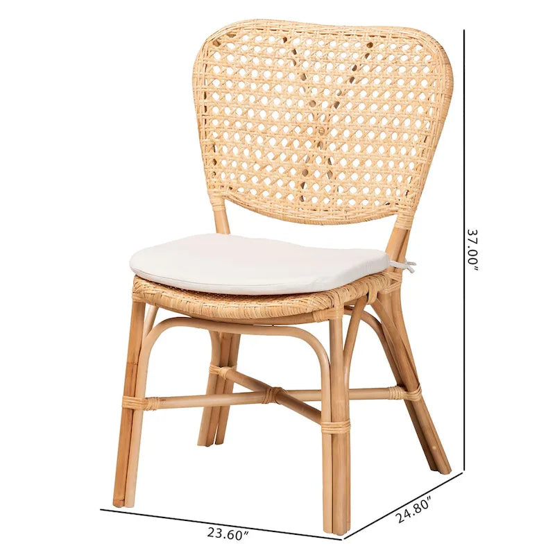 Chaise de salle à manger Bohème en rotin naturel marron
