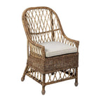 Chaise de salle à manger incurvée en rotin rembourrée - 22x23x39