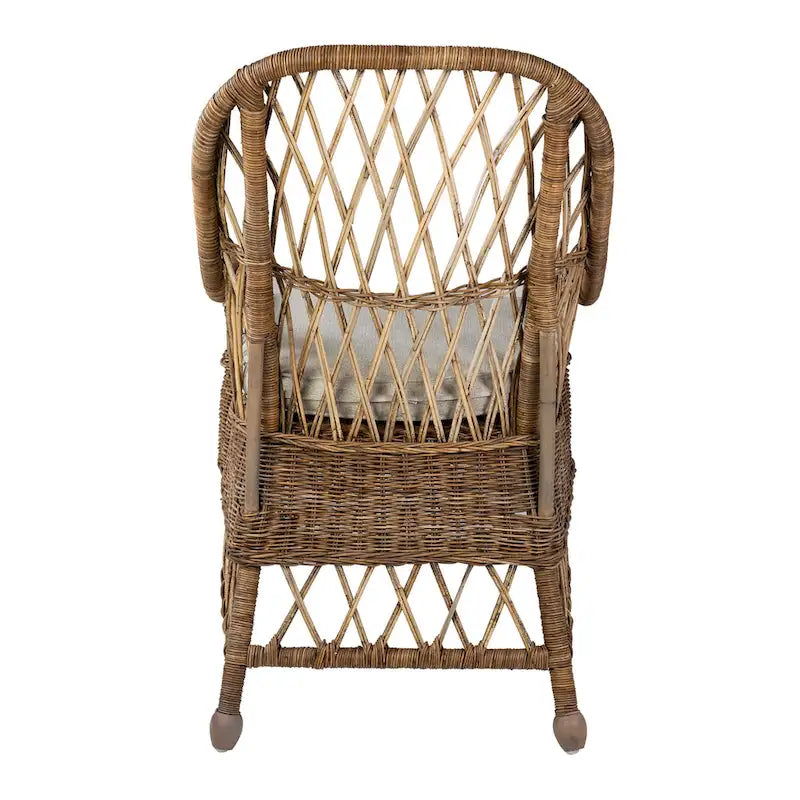 Chaise de salle à manger incurvée en rotin rembourrée - 22x23x39