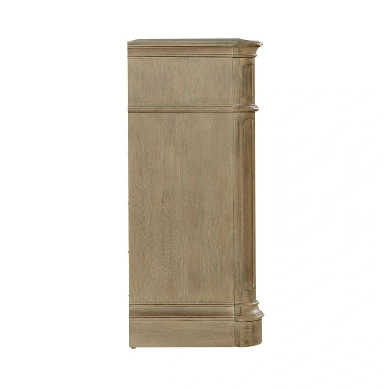 Bahut en bois avec portes miroir et tiroirs de rangement