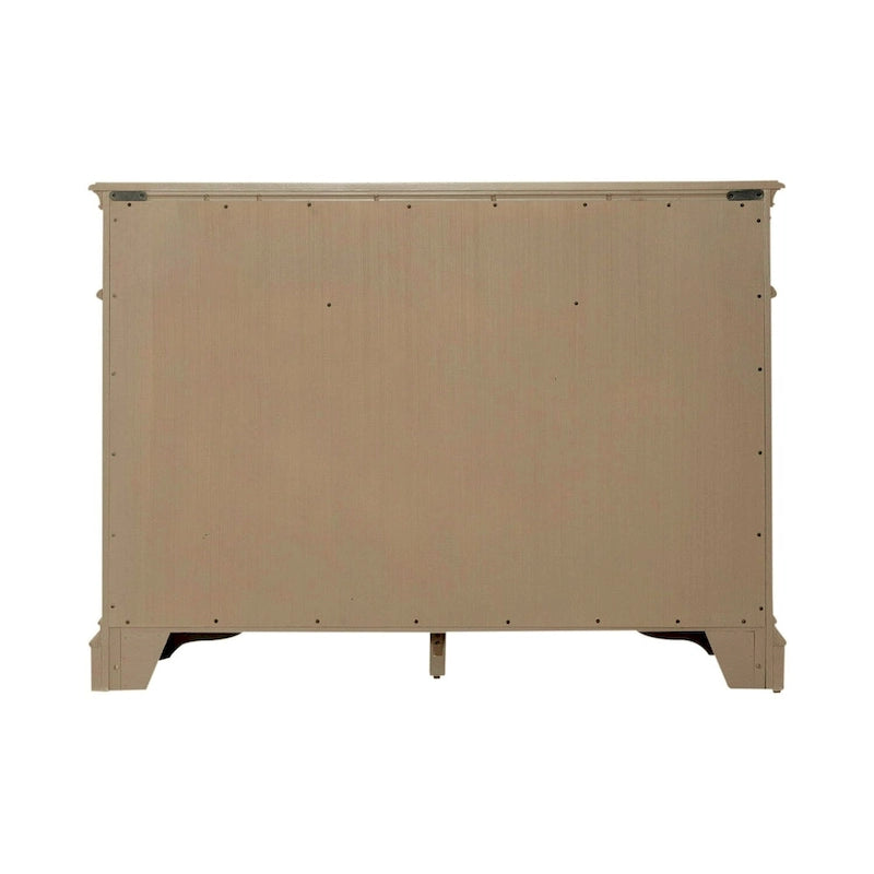 Bahut en bois avec portes miroir et tiroirs de rangement