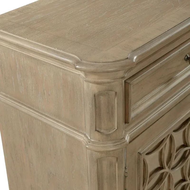 Bahut en bois avec portes miroir et tiroirs de rangement