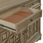 Bahut en bois avec portes miroir et tiroirs de rangement