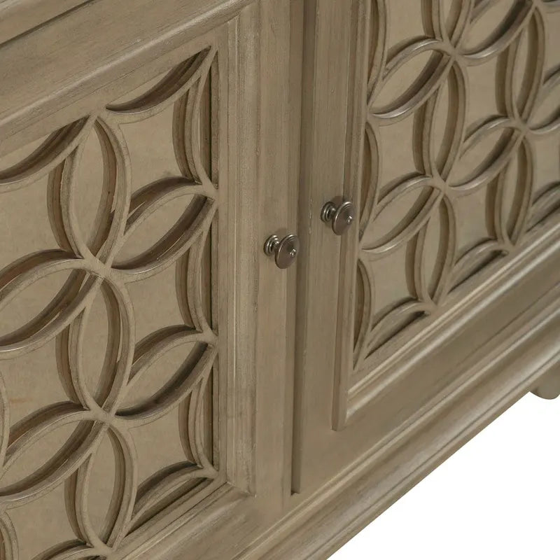 Bahut en bois avec portes miroir et tiroirs de rangement