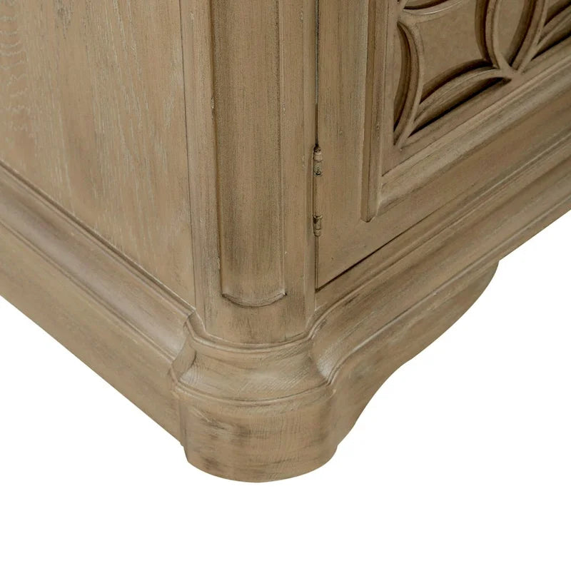 Bahut en bois avec portes miroir et tiroirs de rangement