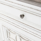 Bahut en bois avec portes miroir et tiroirs de rangement