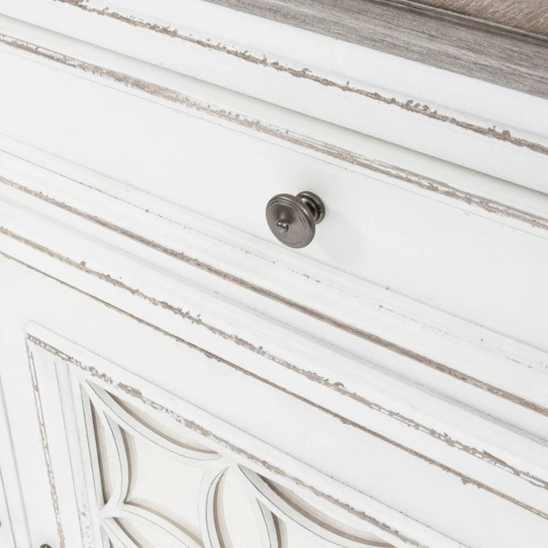 Bahut en bois avec portes miroir et tiroirs de rangement