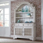 Bahut en bois avec portes miroir et tiroirs de rangement