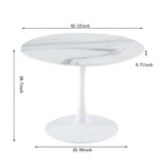 Table à manger ronde avec plateau en MDF aspect marbre, 4 à 6 places