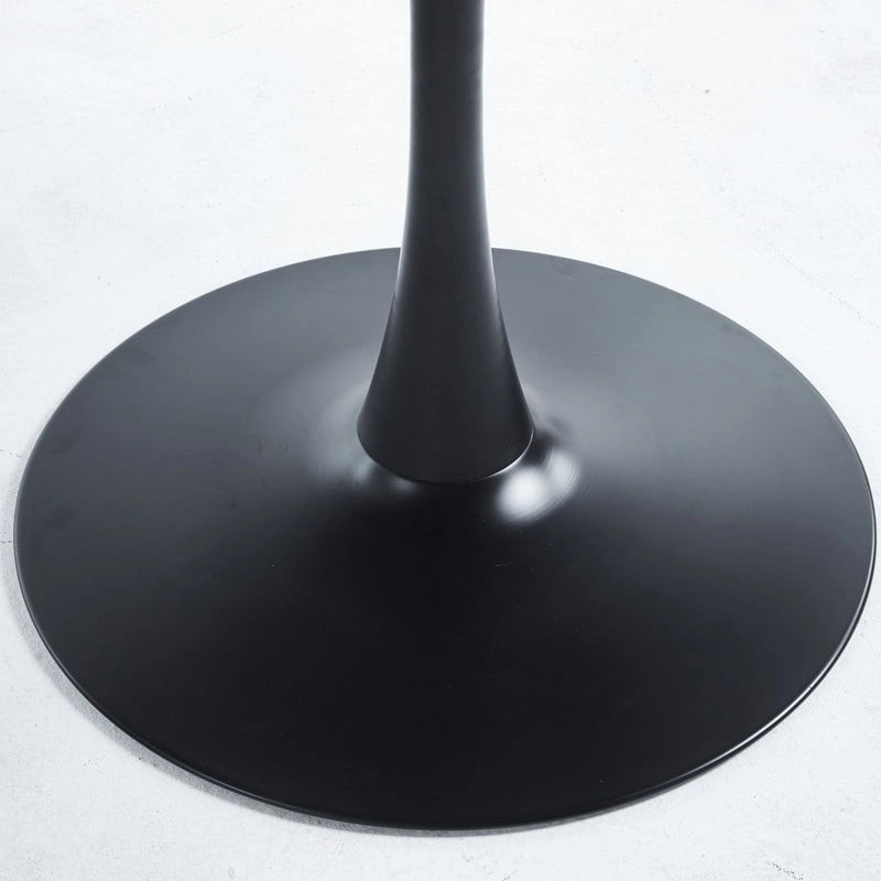 Table à manger ronde avec plateau en MDF aspect marbre, 4 à 6 places