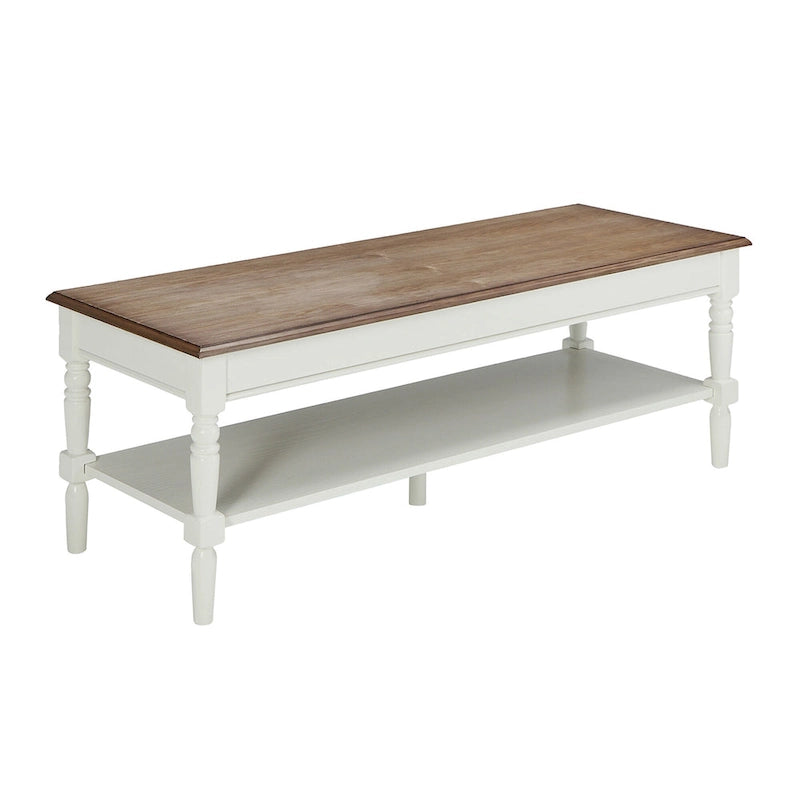 Table basse de campagne française avec étagère