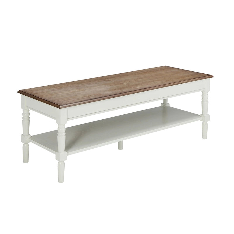 Table basse de campagne française avec étagère