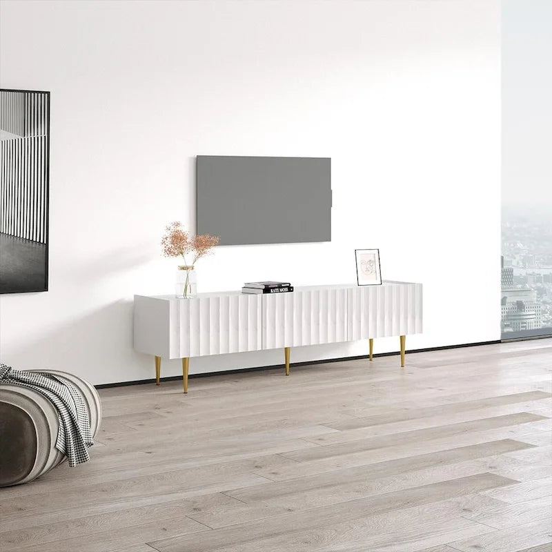 Meuble TV moderne avec façades haute brillance – Convient aux téléviseurs jusqu'à 80 pouces