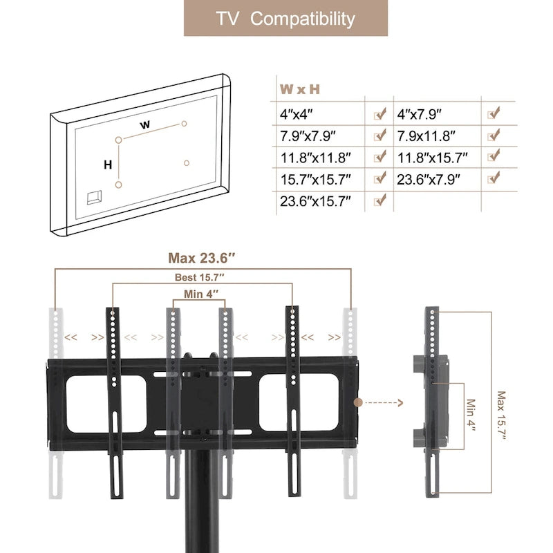Meuble TV roulant avec étagères en verre trempé et roulettes verrouillables