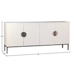 Bahut 4 portes 79 po en pin recyclé blanc et fer
