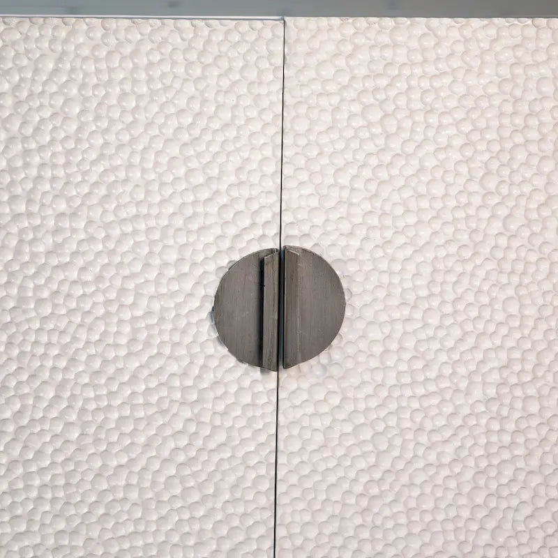 Bahut 4 portes 79 po en pin recyclé blanc et fer