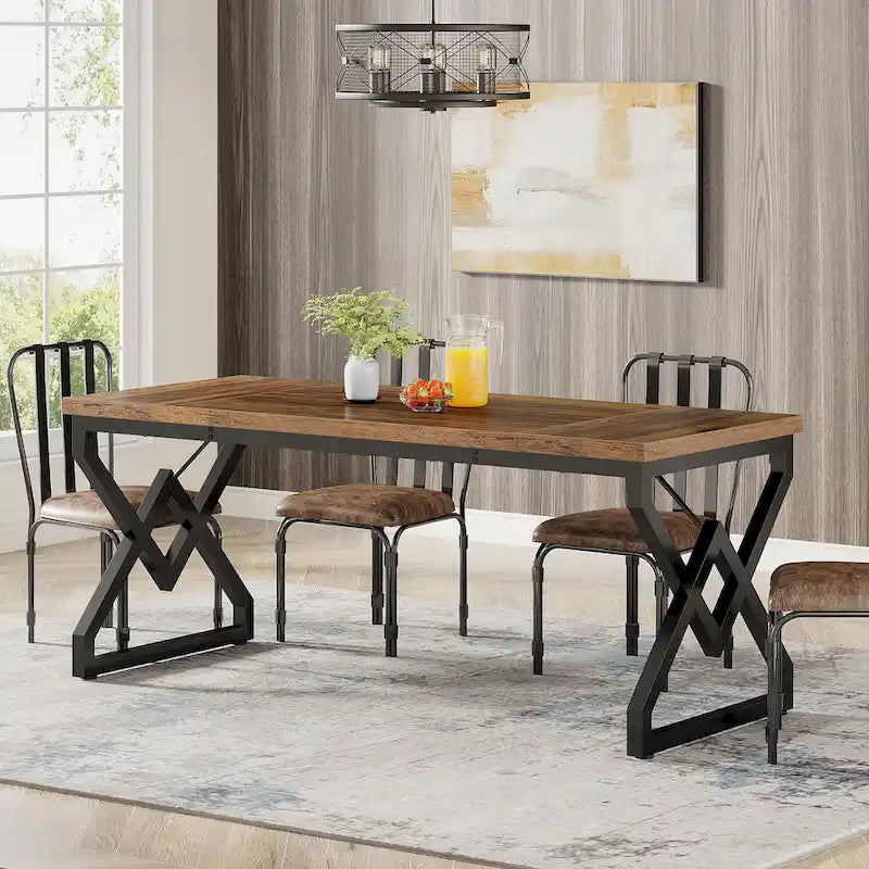 Grand bureau de 160 cm avec plateau en bois et cadre en métal