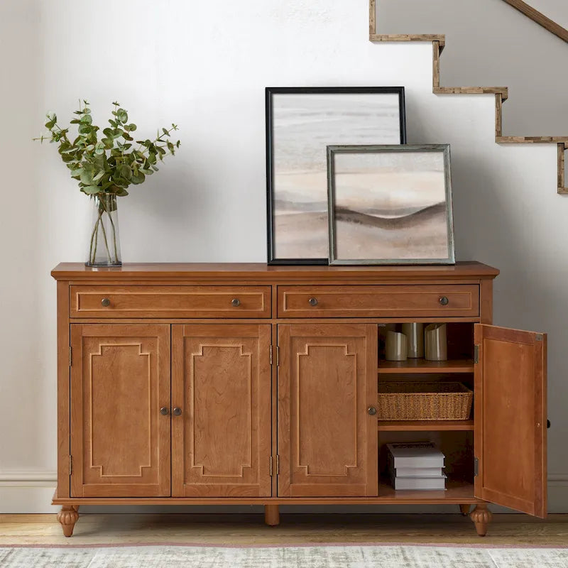 Buffet de 147 cm de large à 2 tiroirs avec étagères réglables