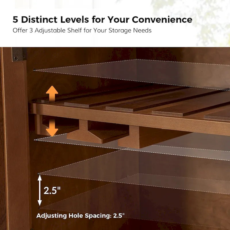 Buffet de 147 cm de large à 2 tiroirs avec étagères réglables