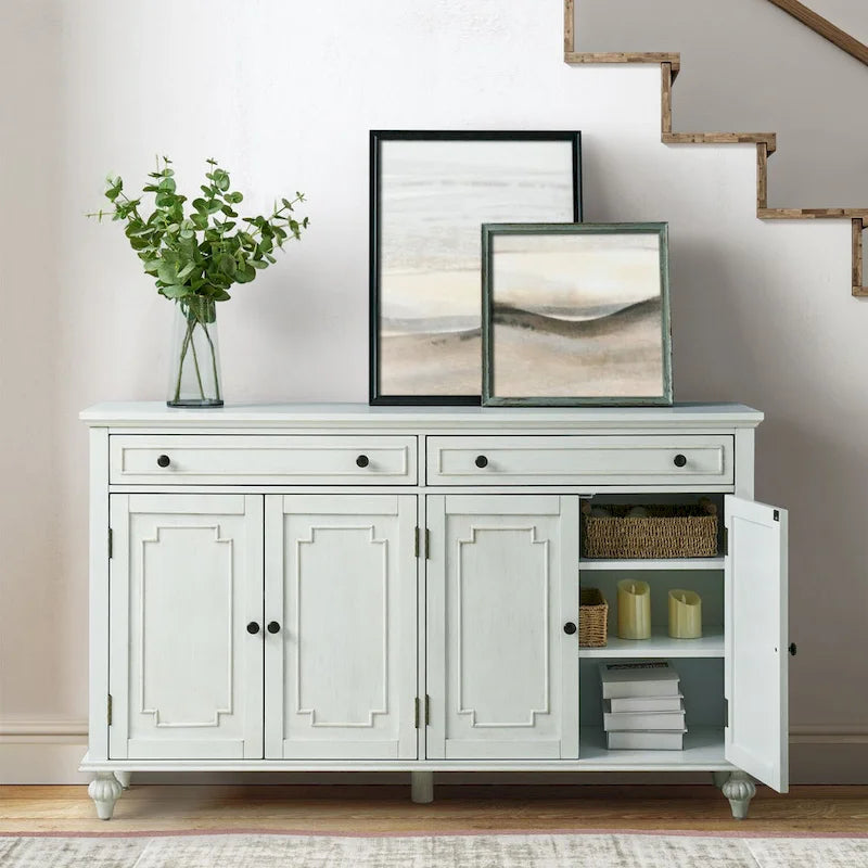Buffet de 147 cm de large à 2 tiroirs avec étagères réglables