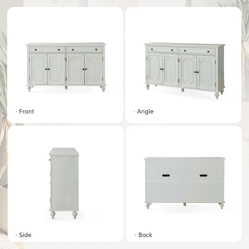 Buffet de 147 cm de large à 2 tiroirs avec étagères réglables