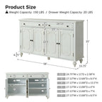 Buffet de 147 cm de large à 2 tiroirs avec étagères réglables