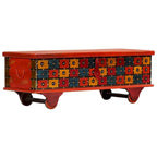 Boîte de rangement en bois d'acacia massif avec couvercle – Rouge, 110 x 40 x 40 cm
