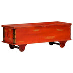 Boîte de rangement en bois d'acacia massif avec couvercle – Rouge, 110 x 40 x 40 cm